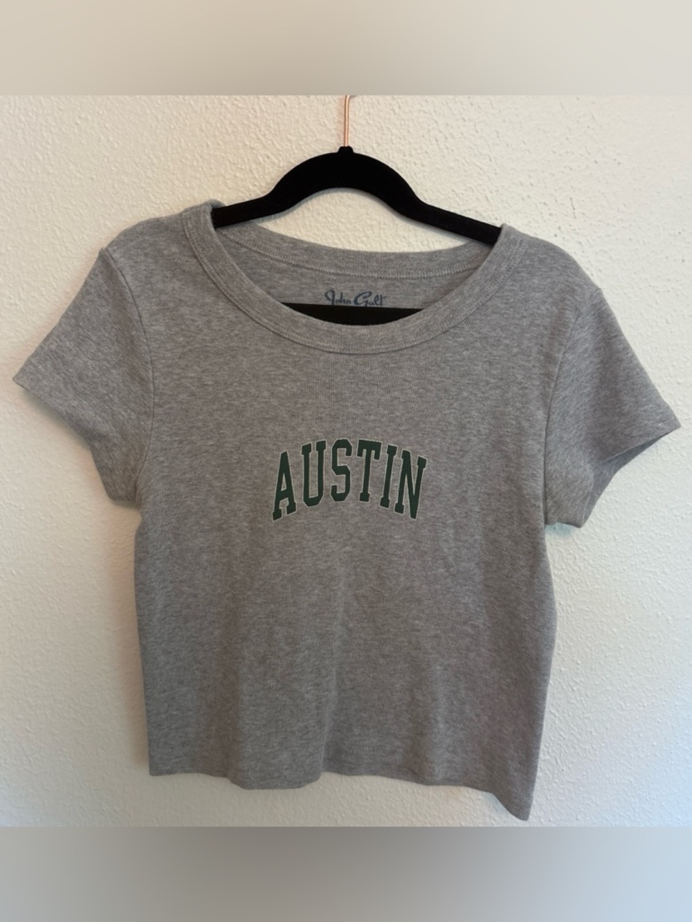 Brandy Melville Light Gray Tee with Blue Script